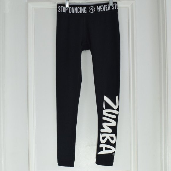 Zumba Fitness Pants - Zumba Never Stop Dancing Leggings XS Black White